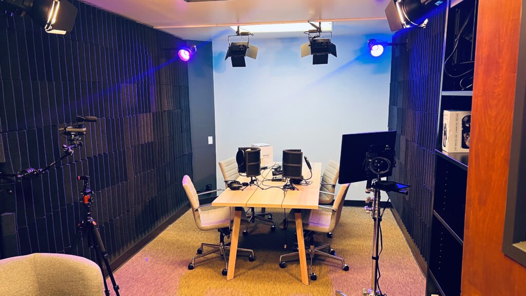 The interior of the podcast studio